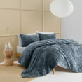 thumbnail image 2 of Beaute Living Wonderful Diamond Velvet 3 Piece Quilt Set Rainstom Blue King, 2 of 5