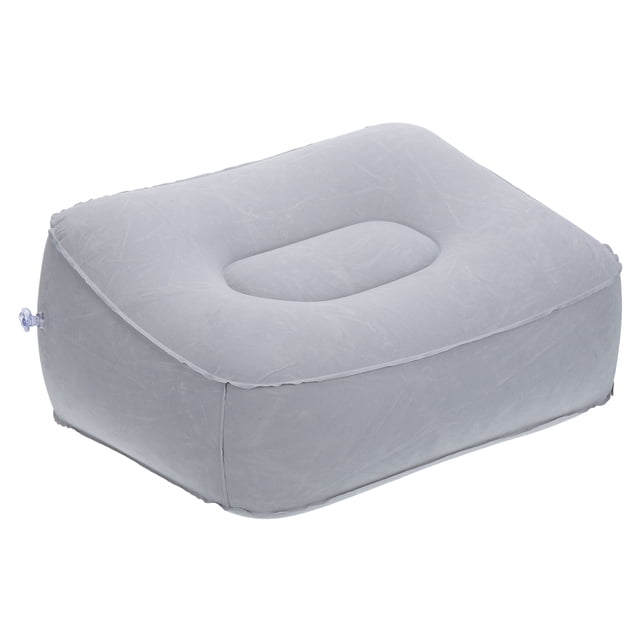 Uxcell Travel Foot Rest Pillow, Inflatable Foot Rest Cushion for Airplane Office, Gray