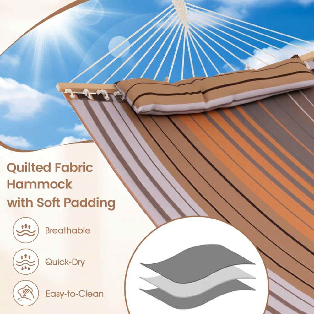 Yardi Yarda Patio Hammock with Detachable Pillow, Foldable Swing Chair Bed for Outdoor as Yard, Brown