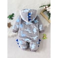 thumbnail image 2 of Cjfdfy Newborn Baby Boy Fall Winter Clothes Infant Baby Boy Halloween Dinosaur Costume Warm Plush Hooded Romper One Piece Animal Outfit Front Button Long Sleeve Jumpsuit, 2 of 9