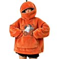 thumbnail image 3 of XINPING Halloween Flannel 3D Pumpkin Hoodie with Zip Hood Women Oversized Cute Ghost Sweatshirt Unisex Funny Plus Size Long Sleeve Cozy Halloween Outfits, 3 of 7