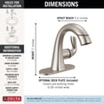 thumbnail image 6 of Delta Arvo 1 Hole Pull Down Bathroom Faucet with Sprayer, Brushed Nickel Single Hole Bathroom Sink Faucet with Pull Out Sprayer for Vanity, Push-Pop Drain, SpotShield Stainless, 6 of 8
