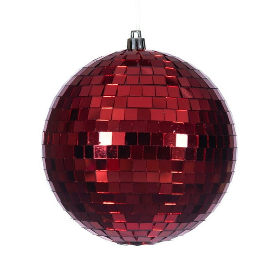 4.75" Red Mirror Ball Ornament 4/Bag