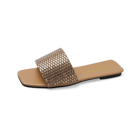

Womens Summer Fashion Diamond Sequin One Line Slippers Flat Sandals Summer Open Toe Slide Sandals Comfortable Flats Flip-Flops Sandal Casual Platforms Wedge Sandals Boho Dressy Heeled Sandals A761