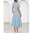 thumbnail image 3 of Merokeety Womens Summer Dresses Crewneck A Line Pleated Flowy Midi Dress With Pockets Blue m, 3 of 5