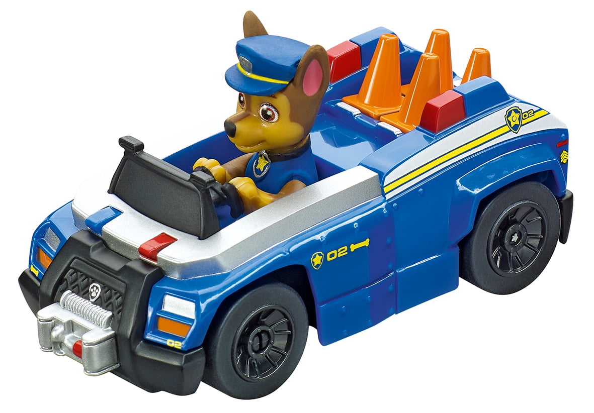 Carrera FIRST PAW Patrol On The Track Beginner Battery Operated Slot Car Toy Race Track Set featuring Chase versus Marshall
