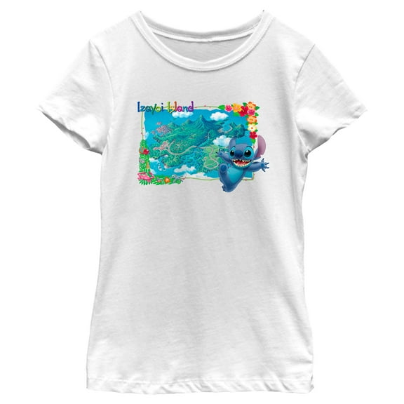 Girl's Lilo & Stitch Izayoi Island Postcard Graphic Tee White Small