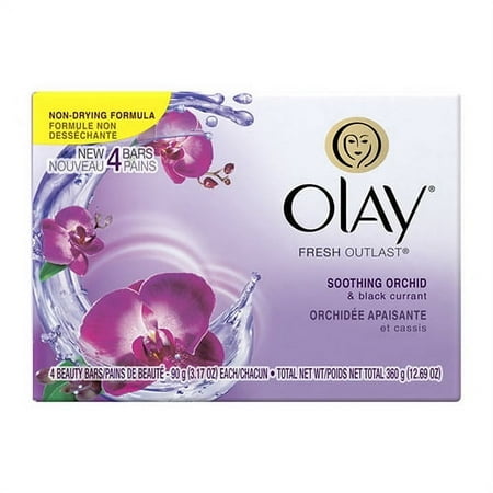 Olay Fresh Outlast Soothing Orchid and Black Currant Bar Soaps 3.17 oz, 4 bars