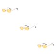 thumbnail image 3 of Qarigey Gafas de sol sin marco resistentes y duraderas de metal - Materiales Estilo punk Rectángulo Gafas de sol Simple Oro amarillo Type1 NO1, 3 of 6