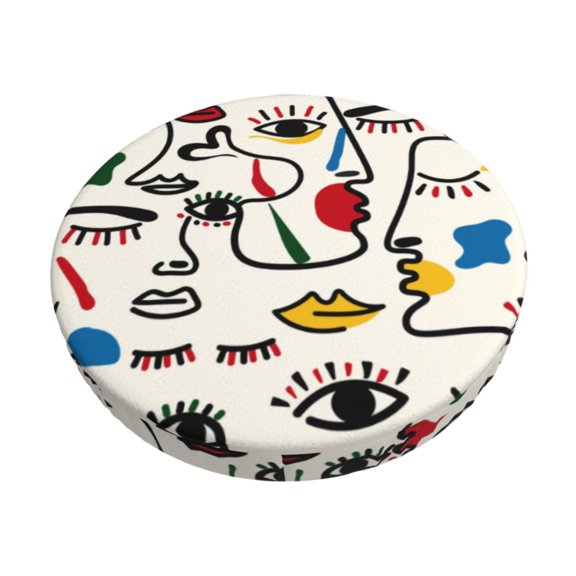 Logiee Aabstract Eyes Print Stool Covers Round,Bar Stool Covers,Watedrproof Stool Slipcover with Elastic,Stool Cushion,Round Bar Stool Seat Covers for Bar Round Chair-12 inch