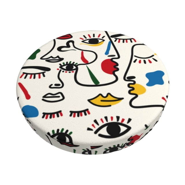 Kdxio Aabstract Eyes Print Elastic Bar Stool Cover Personalized Washable Stool Cover for Barbershop Home Bar Kitchen-13 inch