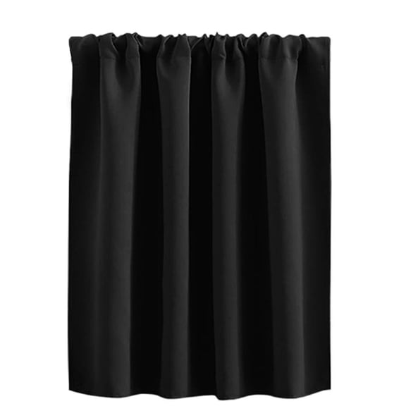 Linen Kitchen Curtains,Cafe Curtains Tier 18 Inch Length,Short Blackout Kitchen Curtain Over Sink, Half Window Drapes for Bedroom Bathroom Basement (Black)