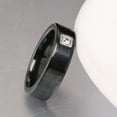 thumbnail image 4 of 6mm Black/White Ceramic Round AAA CZ Band Rings Women's Wedding Ring Size 6-10, 4 of 7