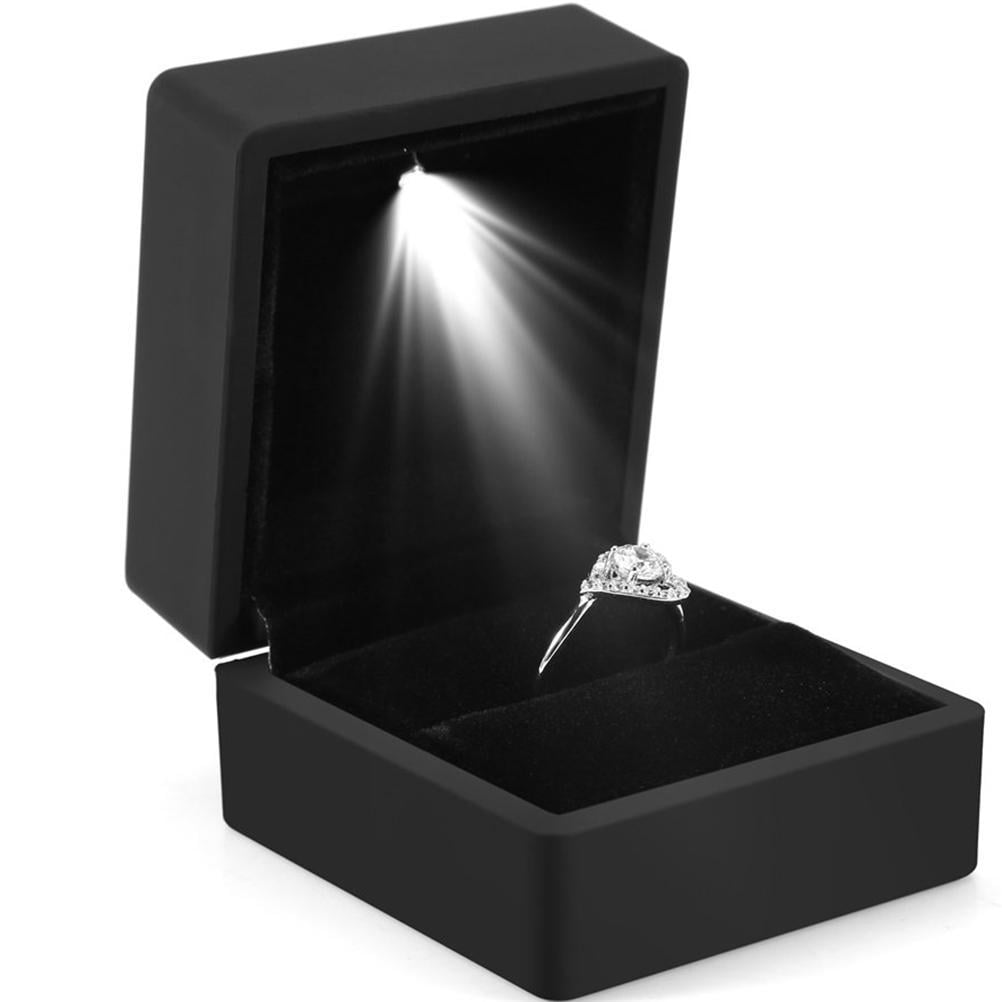 Heart Ring Box RED LED Light Velvet Jewelry Box Gift Wedding Proposal Engagement