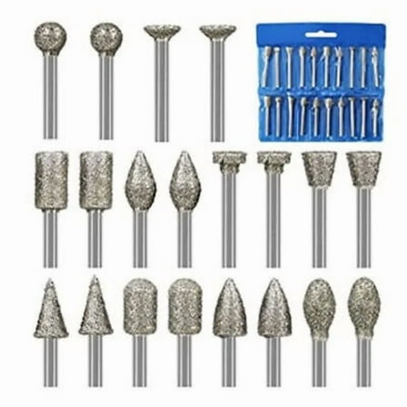 20Pcs Diamond Burr Set Drill Bits Mini Drill For Dremel Rotary Tool Accessories