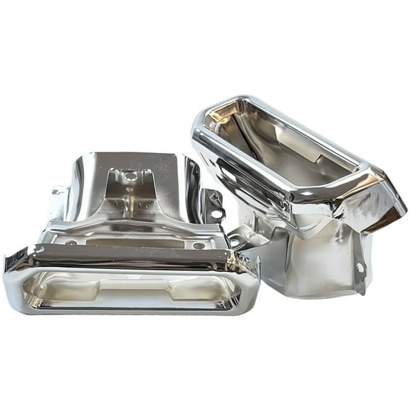 Pair Exhaust Tips Bezels Compatible with Chevy Silverado 1500 2019-2023, GMC Sierra 1500 2019-2024 Replace# 2253506 84434641 84434642 84667764 Silver