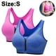 thumbnail image 2 of Sujetador deportivo con cremallera en la parte delantera, Top de entrenamiento con soporte en la espalda con tiras de alto impacto, 2 piezas, gris y morado, s, 2 of 5