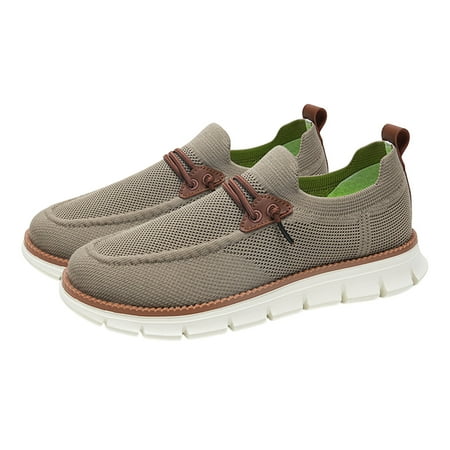 Sexlip Men s Casual Loafers - Large Size Breathable Mesh Shoes  Soft Sole  Round Toe Slip-Ons for Indoor and Outdoor Use Khaki 46