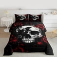 thumbnail image 2 of Homewish Gothic Skull 3-Piece Full Size Comforter Sets For Female Men Adults,Red Rose Bedding Comforter Set,Chic Flowers Lightweight Bedding Sets,Exotic Style Bedroom Decor,Reversible, 2 of 8