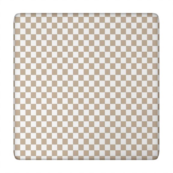 Beige and White Checkerboard Pattern Square Fitted Tablecloth with Elastic Edge,Square Table Cover,Washable Elastic Table Cover for Home Kitchen Party Decor 34"x34"