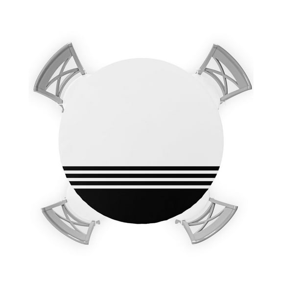 Round Fitted Tablecloth with Elastic Edge, Black White Stripes Waterproof Oil-Proof Wipeable Tablecloth Decorative Table Cover for Indoor/Outdoor, Fit 36" - 44" Round Table