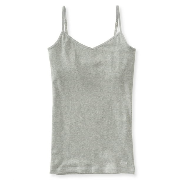 Aeropostale Solid Favorite Cami Tank Top para mujer, gris, grande Aeropostale Cami