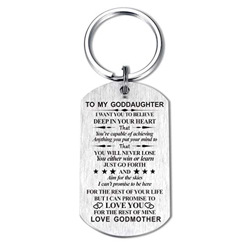 Inspirational Gift for Godson Goddaughter from Godmother Godfather I Want You to Believe Keychain for Birthday 