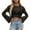 Black, variant on Diufon Hollow out Tops for Women Solid Color Cover-Up Tops Round Neck Long Sleeve Crop Tops