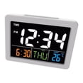 thumbnail image 1 of Colorful LCD Alarm Clock with Thermometer Table Bedside Alarms Bedside Alarms Date Temperature Meter Electronic Watch Bell Home White, 1 of 9