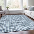 thumbnail image 6 of HomeRoots 677235 8 x 10 ft. Denim Blue & Ivory Geometric Transitional Washable Machine Made Rectangle Area Rug with UV Protection, 6 of 9