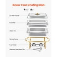 thumbnail image 2 of KFFKFF 4 Pack 8 Qt Chafing Dish Buffet Set, Stainless Steel Chafers and Buffet Warmers Sets with 4 Half Size Pans, Rectangular Food Warmer with Glass Cover, Water Tray, Foldable Stand and Fuel Holder, 2 of 9