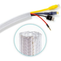 Cable Management Sleeve, 6 ft Long, 1/2 in. Wide, Mesh Braided Cable Sleeve, Wire Loom, Expandable Split Sleeving , Cord Protector (White)