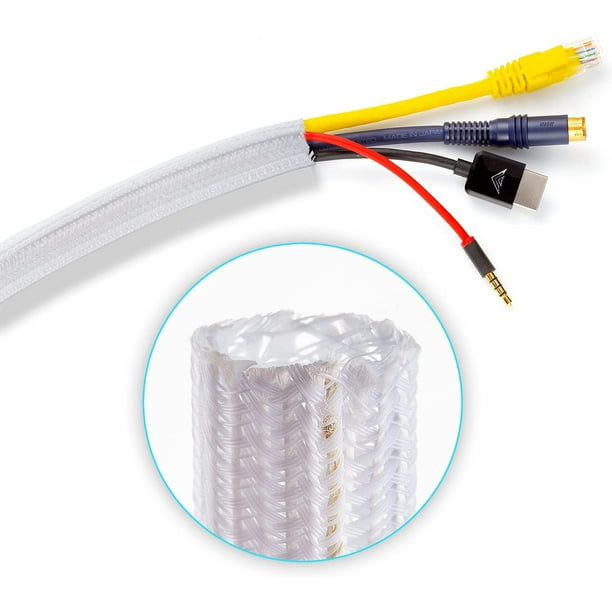 Cable Management Sleeve, 6 ft Long, 1/2 in. Wide, Mesh Braided Cable Sleeve, Wire Loom