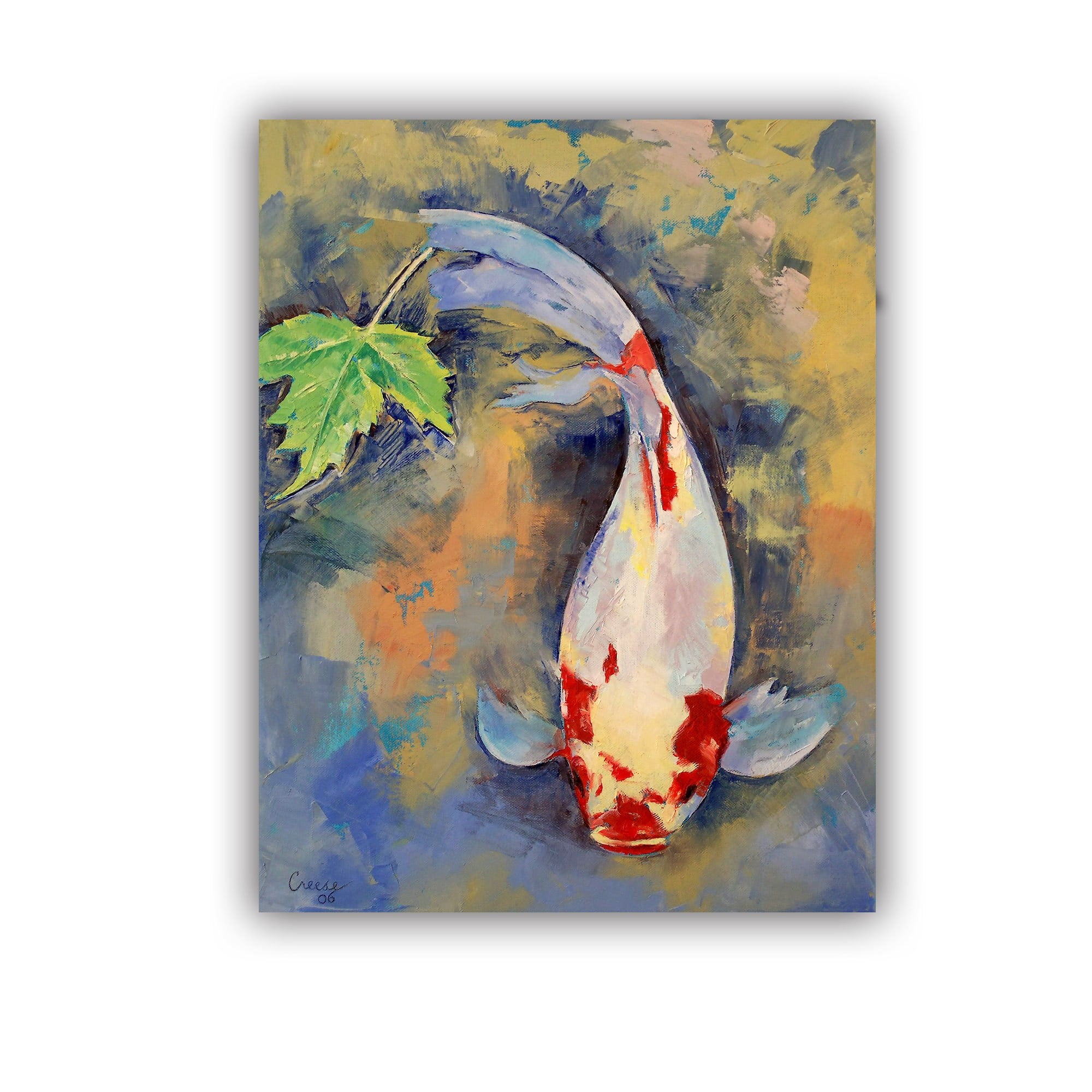 ArtWall Michael Creese Koi with Japanese Maple Leaf Wall Art