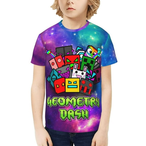 Geometry Dash Kids T-Shirt 3d Printed Graphic T-Shirts Boys And Girls Short Sleeve Shirts For Youth Kids X-Small