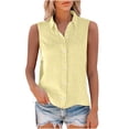 thumbnail image 3 of Cotton Linen Shirts for Women Sleeveless Collared Tank Tops Button Down Blouses Work Shirts Casual Summer Tshirt, 3 of 7