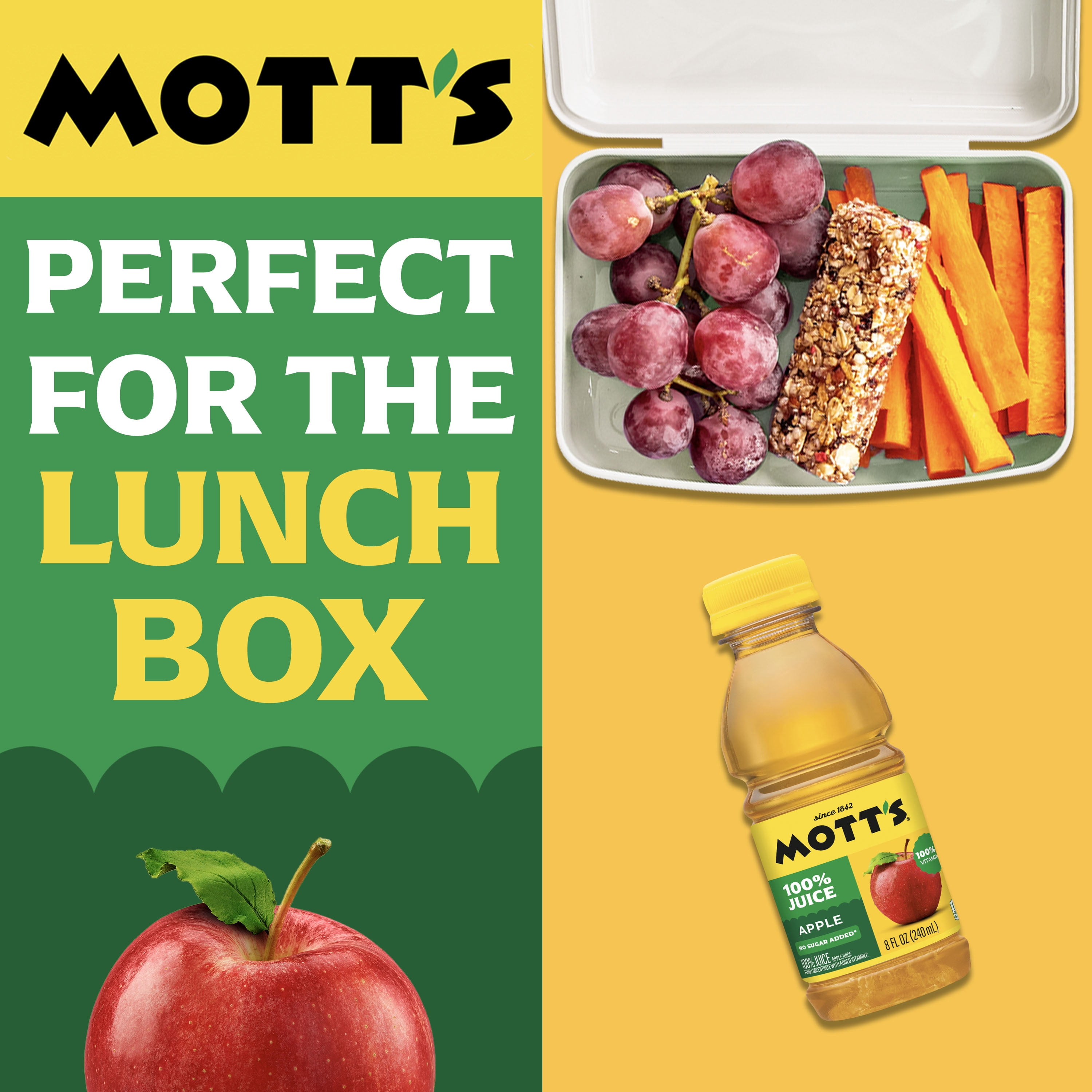 Mott's 100% Juice Original Apple Juice, 8 fl oz, 24 Count Bottles