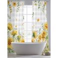thumbnail image 4 of Sunflower Sheer Curtains 96 Inch Length 2 Panels Set, Summer Eucalyptus Botanical Floral Grey Plaid Voile Window Treatment Semi Sheer Long Curtains Drapes for Bedroom/Living Room/Kitchen 52"x96"x2, 4 of 7