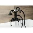 thumbnail image 2 of Kingston Brass AE7T0WLL Three-Handle 2-Hole Tub Wall Mount Clawfoot Tub Faucet with Hand Shower in Matte Black, 2 of 7