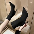 thumbnail image 3 of NECHOLOGY Botas Mujer Adulto Femenino Zapatos Botines para mujer Botines de mujer de otoño e invierno Punta estrecha Tacón Malla Color sólido Punto elástico simple Slip On (Black, 7), 3 of 7