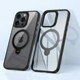 thumbnail image 2 of ShellTech for iPhone 15 Pro  Magnetic Ring Stand Case [Military Drop Protection] [Compatible with MagSafe] Matte Translucent Slim iPhone 15 Pro Case 6.1",Black, 2 of 22
