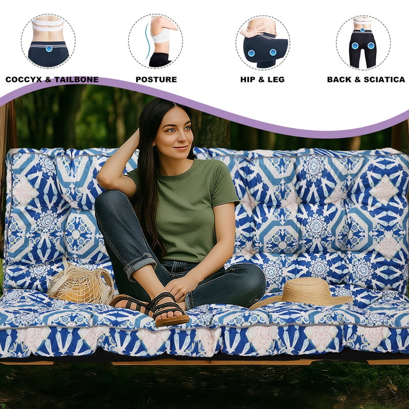 XXLYY Porch Swing Cushions, Waterproof Swing Replacement Cushions with Backrest and Ties, Garden Bench Seat Cushion, Outdoor Porch Patio Swing Non-Slip Chairs Pad