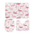 thumbnail image 2 of Flamingo Pattern 3 Piece Bath Rugs Mat Set, Flannel Mats, Machine Washable Carpets Mat for Bathroom Kitchen, Tub Toilet Contour Mat Lid Cover, 2 of 7