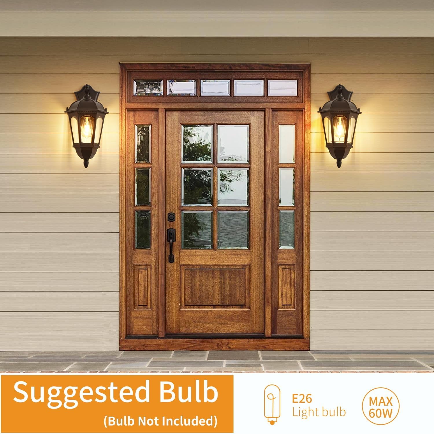 Smeike Large Outdoor Light Fixture, 18.5”H Retro Exterior Wall Mount Lantern with Waterproof, Matte Black Outdoor Wall Lights with Clear Glass for Patio, Porch, Garage