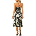 thumbnail image 3 of INSPIRE CHIC Boho Floral for Women's Split Sleeveless Halter Neck Midi Dresses XS Black, 3 of 6