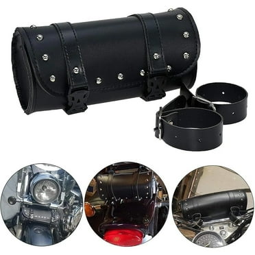 Motorcycle Handlebar Bag Motorcycle Fork Bag Bar Storage Tool Bag Leather Motorcycle Front Fork Tool Bag Luggage Storage Bag