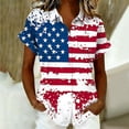 thumbnail image 4 of Mifsaly Short Sleeve Button Down Shirts for Women Lapel Collar V Neck Blouses Patriotic Hearts American Flag Print Independence Day Tops 2026 M, 4 of 5