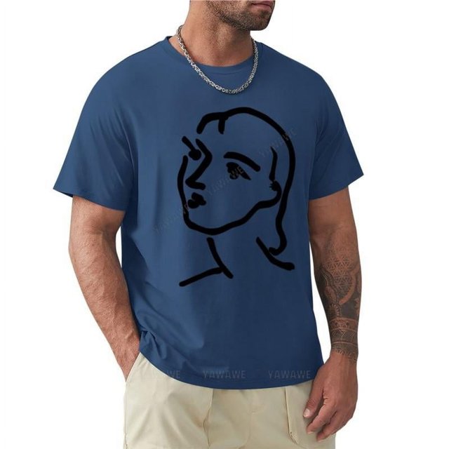 Camiseta de verano para hombre camisa de cuello redondo ropa hippie alta