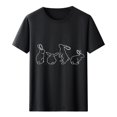 thumbnail image 3 of Tops de Cuello Alto para las Mujeres Amante Impreso Camiseta Cuello Redondo Manga Corta, Poliéster Spandex, 3 of 7