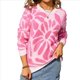 thumbnail image 2 of Suéter de Punto Afelpado para Mujer, Cuello Redondo, Larga, Estampado Floral, Suave, , Holgado, para Otoño e Invierno Rosa S, 2 of 9